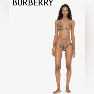 Burberry Swim Check Side Tie Bikini Bottoms NWT Size M